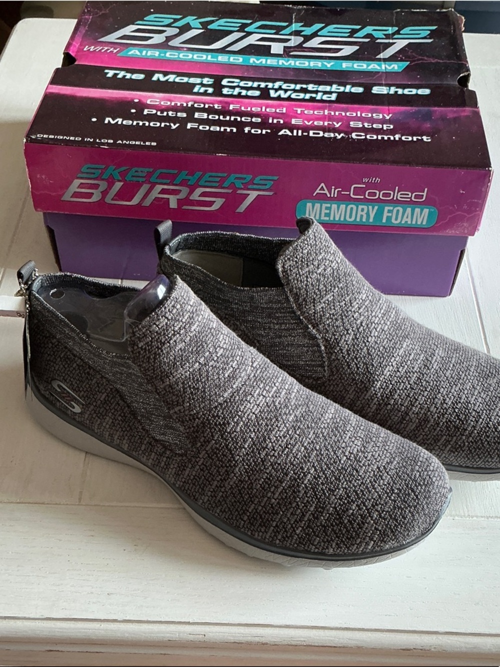 Skechers Men's Slip-On Knit Loafers in Charcoal and Gray
